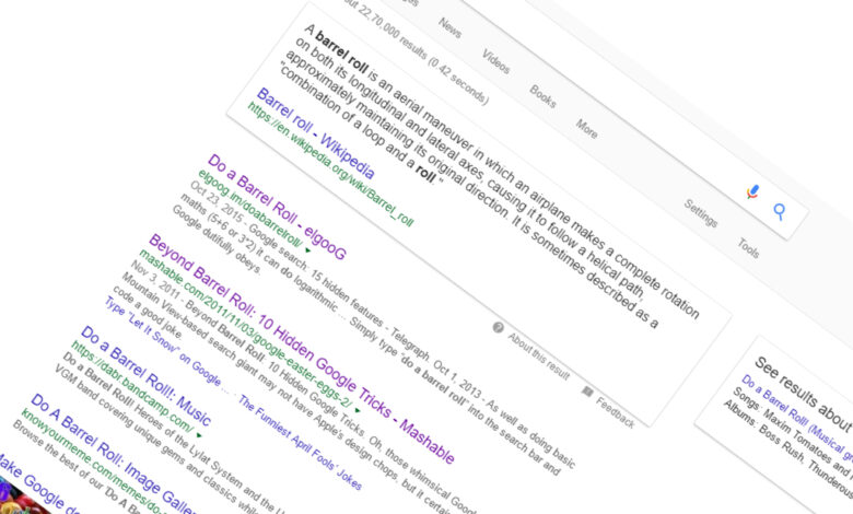 Top Google Search Easter Eggs, From Do a Barrel Roll to Kevin Bacon
